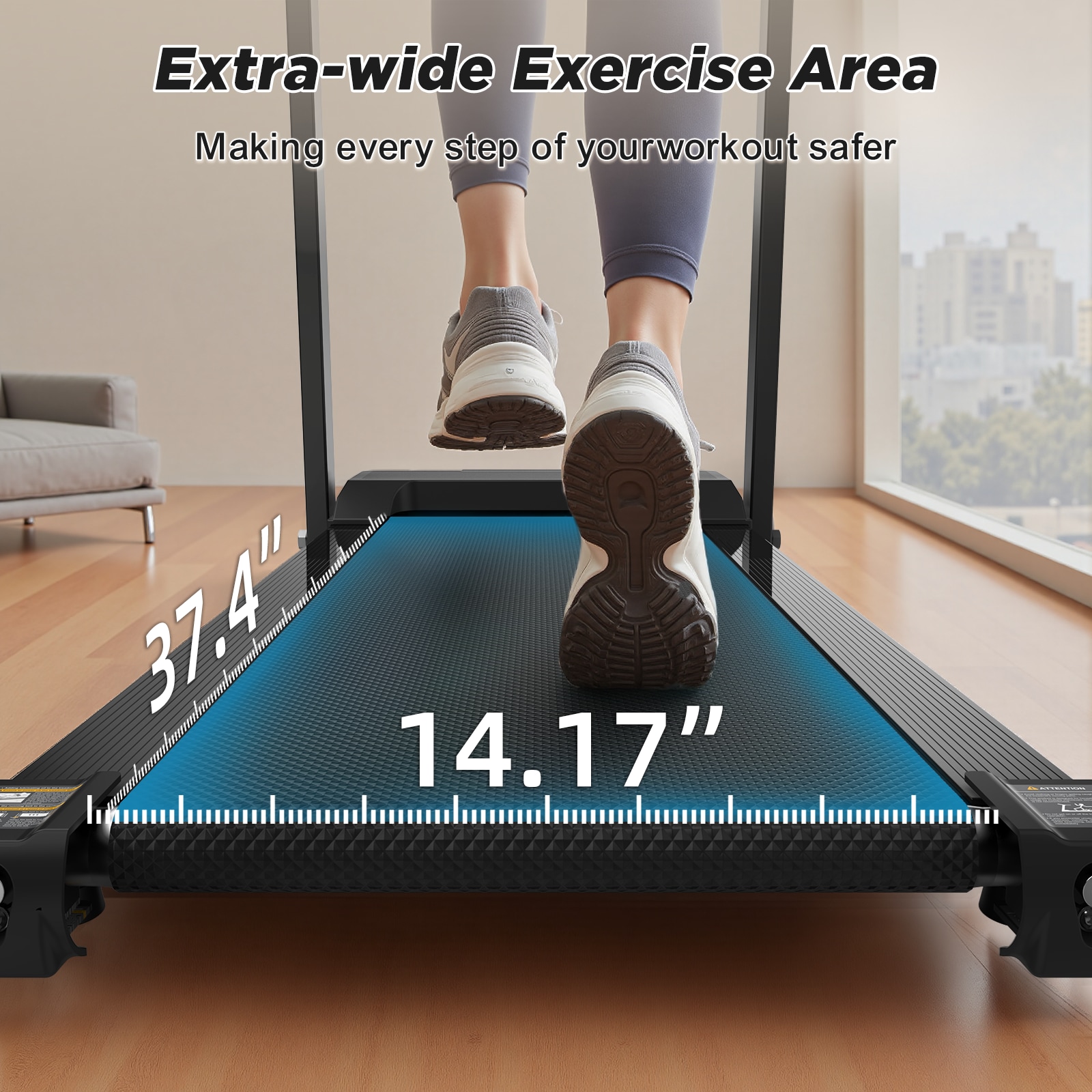 Folding Treadmill With Handles (Small Home Model) - 300lb Weight Capacity & 2.5HP Quiet Motor_voghion.com